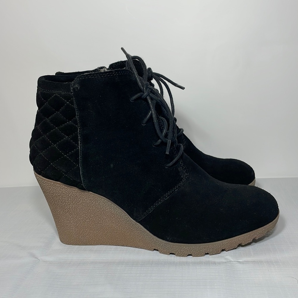 MIA 11 wedge ankle boots booties black suede - Picture 2 of 11